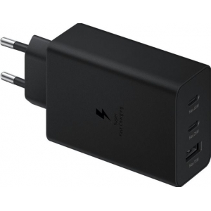 Įkroviklis originalus Samsung Trio Charging (EP-T6530NBE) (2xUSB-C; 1xUSB) (65W) juodas su įpakavimu