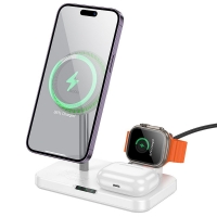 Belaidis įkroviklis HOCO 3in1 (CQ12) (MagSafe) (Phone; Pods; Watch) 15W baltas