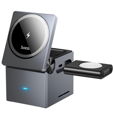 Belaidis įkroviklis HOCO 3in1 (CQ8) (MagSafe) (Phone; Pods; Watch) 15W juodas Belaidis įkroviklis HOCO 3in1 (CQ8) (MagSafe) (Phone; Pods; Watch) 15W juodas