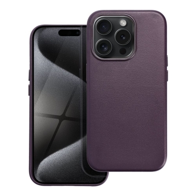 Dėklas Leather Mag Cover (MagSafe) skirtas iPhone 15 Pro Max violetinis Dėklas Leather Mag Cover (MagSafe) skirtas iPhone 15 Pro Max violetinis