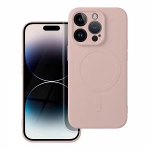 Dėklas Silicone Mag Cover (big hole) (MagSafe) skirtas iPhone 16 Pro rožinis