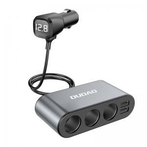 Įkroviklis automobilinis Dudao (R1Pro) (2xUSB; 3xcigarette lighter splitter) juodas