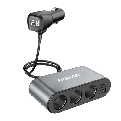 Įkroviklis automobilinis Dudao (R1Pro) (2xUSB; 3xcigarette lighter splitter) juodas Įkroviklis automobilinis Dudao (R1Pro) (2xUSB; 3xcigarette lighter splitter) juodas
