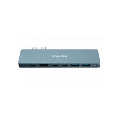 Adapteris CANYON DS-8 Thunderbolt 4K HUB (2xUSB-C, 2xUSB 3.0, HDMI, 3.5mm) pilkas Adapteris CANYON DS-8 Thunderbolt 4K HUB (2xUSB-C, 2xUSB 3.0, HDMI, 3.5mm) pilkas