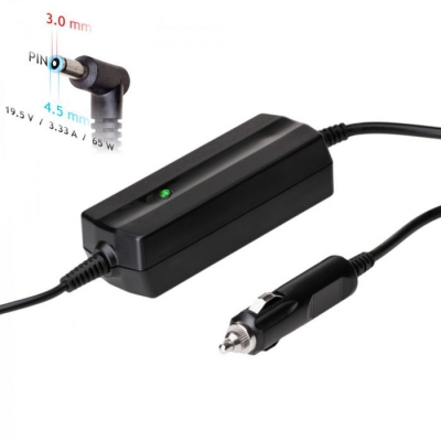 Automobilinis nešiojamojo kompiuterio pakrovėjas Akyga AK-ND-40 (19.5V  /  3.33A 65W 4.5 x 3.0mm + pin) HP 1.2m