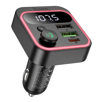 Įkroviklis automobilinis + FM transmiteris HOCO E85 PD20W (2xUSB, 1xUSB-C) juodas Įkroviklis automobilinis + FM transmiteris HOCO E85 PD20W (2xUSB, 1xUSB-C) juodas