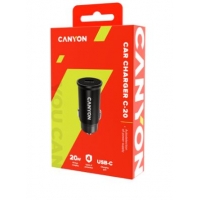 Įkroviklis automobilinis CANYON (CNS-CCA20B) (1xUSB-C; 20W) juodas