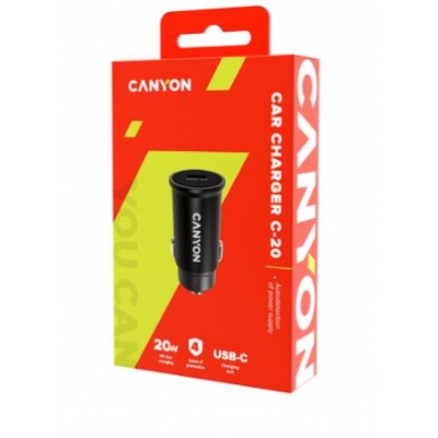 Įkroviklis automobilinis CANYON (CNS-CCA20B) (1xUSB-C; 20W) juodas Įkroviklis automobilinis CANYON (CNS-CCA20B) (1xUSB-C; 20W) juodas