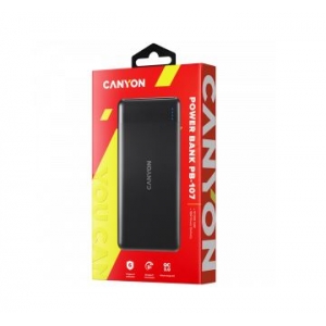 Išorinė baterija POWER BANK CANYON PB-107 10000mAh (1xUSB; 1xType-C; QC3.0 18W) juoda