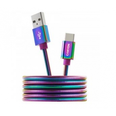 USB kabelis CANYON UC-7 USB-C Oil Slick 1.2m USB kabelis CANYON UC-7 USB-C Oil Slick 1.2m