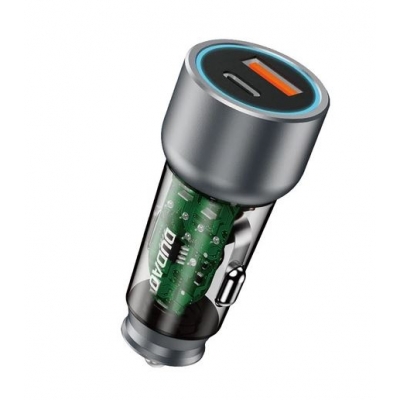 Įkroviklis automobilinis Dudao (R4T) (1xUSB-C; 1xUSB; 30W) pilkas Įkroviklis automobilinis Dudao (R4T) (1xUSB-C; 1xUSB; 30W) pilkas
