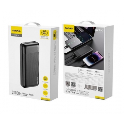 Išorinė baterija POWER BANK Dudao (K18Pro) 20000mAh (2xUSB; 1xUSB-C) juoda Išorinė baterija POWER BANK Dudao (K18Pro) 20000mAh (2xUSB; 1xUSB-C) juoda