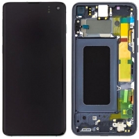 Ekranas Samsung G970F S10e su lietimui jautriu stikliuku ir rėmeliu Prism Black originalus (service pack)