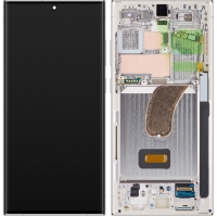 Ekranas Samsung S918 S23 Ultra 5G su lietimui jautriu stikliuku ir rėmeliu Cream originalus (service pack)