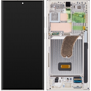 Ekranas Samsung S918 S23 Ultra 5G su lietimui jautriu stikliuku ir rėmeliu Cream originalus (service pack)