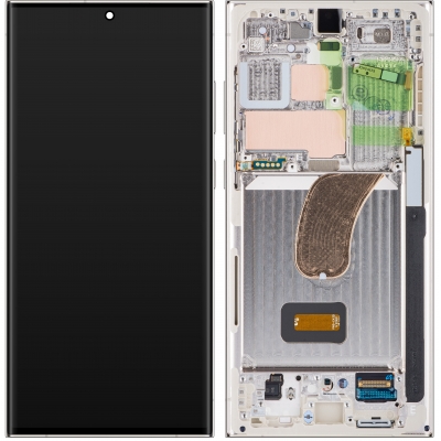 Ekranas Samsung S918 S23 Ultra 5G su lietimui jautriu stikliuku ir rėmeliu Cream originalus (service pack)