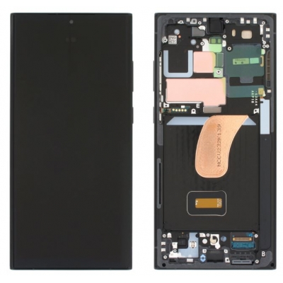 Ekranas Samsung S918 S23 Ultra 5G su lietimui jautriu stikliuku ir rėmeliu Graphite / Red originalus (assembled service pack)