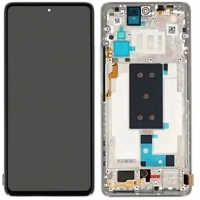 Ekranas Xiaomi 11T 5G / 11T Pro 5G su lietimui jautriu stikliuku ir rėmeliu Moonlight White / Silver originalus (used Grade A)