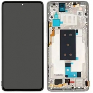 Ekranas Xiaomi 11T 5G / 11T Pro 5G su lietimui jautriu stikliuku ir rėmeliu Moonlight White / Silver originalus (used Grade A)