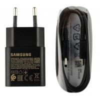 Įkroviklis originalus Samsung Fast Charging (Type-C) (EP-T1510EBE) (15W) juodas + USB-C laidas