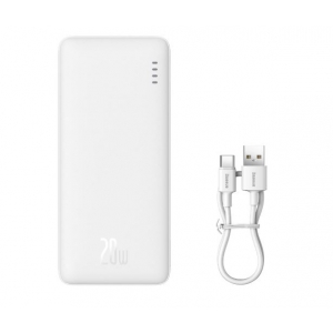 Išorinė baterija POWER BANK Baseus Airpow 10000mAh (1xUSB; 1xType-C; QC3.0 20W) balta