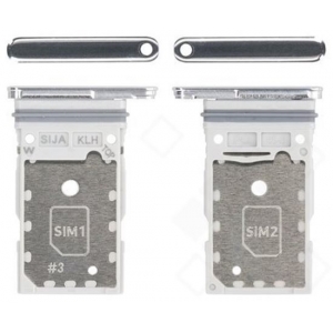 SIM kortelės laikiklis Samsung S901 / S906 S22 / S22 Plus Dual White originalus (service pack)