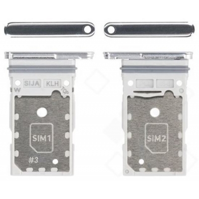 SIM kortelės laikiklis Samsung S901 / S906 S22 / S22 Plus Dual White originalus (service pack)