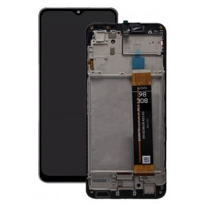 Ekranas Samsung A236 A23 5G su lietimui jautriu stikliuku ir rėmeliu Black originalus (used Grade B)