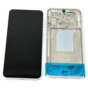 Ekranas Samsung A266 A26 5G su lietimui jautriu stikliuku ir rėmeliu White originalus (service pack)