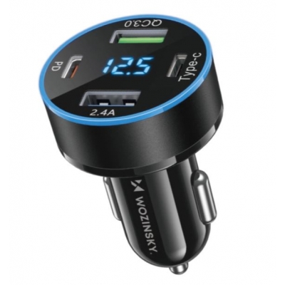 Įkroviklis automobilinis Wozinsky (WDCCB) (2xUSB 2xUSB-C 3A) 50W juodas Įkroviklis automobilinis Wozinsky (WDCCB) (2xUSB 2xUSB-C 3A) 50W juodas