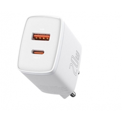 Įkroviklis Baseus (CCXJ-B02) (1xUSB-C;1xUSB 3A 20W) baltas