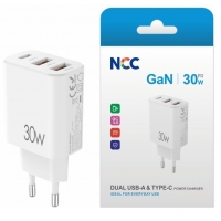 Įkroviklis NCC (1xUSB-C; 2xUSB 30W) baltas