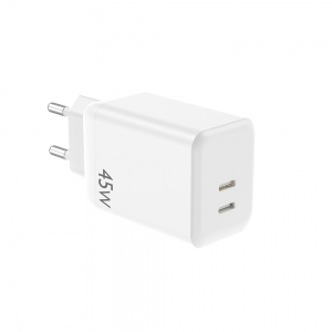 Įkroviklis NCC (2xUSB-C; 45W) baltas