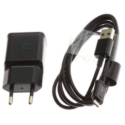 Įkroviklis originalus Samsung Fast Charging (EP-TA200W) (15W) juodas + microUSB laidas Įkroviklis originalus Samsung Fast Charging (EP-TA200W) (15W) juodas + microUSB laidas