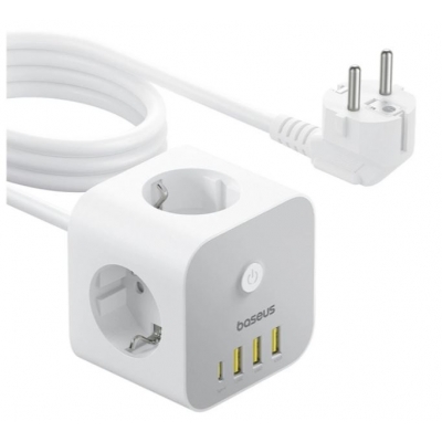 Įkroviklis-prailgintuvas Baseus 7in1 (3xUSB; 1xUSB-C; 3xEU socket; 3A 20W) baltas Įkroviklis-prailgintuvas Baseus 7in1 (3xUSB; 1xUSB-C; 3xEU socket; 3A 20W) baltas