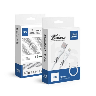 USB kabelis Blue Star (DC99I) lightning (12W 2A) 1m baltas USB kabelis Blue Star (DC99I) lightning (12W 2A) 1m baltas