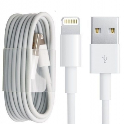 USB kabelis lightning (1M) skirtas iPhone 5 / 6 / 7 / 8 / X / 11 / 12 / 13 / 14 baltas HQ
