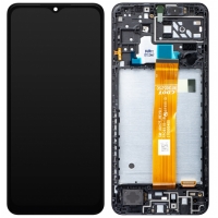 Ekranas Samsung A047 A04S 2022 su lietimui jautriu stikliuku Black ir rėmeliu originalus (used Grade C)