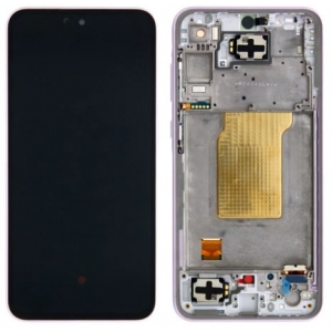 Ekranas Samsung A356 A35 5G su lietimui jautriu stikliuku ir rėmeliu Lilac originalus (used Grade B)