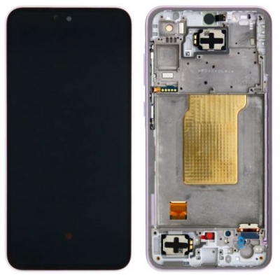 Ekranas Samsung A356 A35 5G su lietimui jautriu stikliuku ir rėmeliu Lilac originalus (used Grade B)
