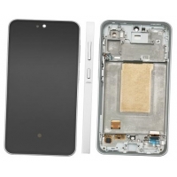 Ekranas Samsung A366 A36 5G su lietimui jautriu stikliuku ir rėmeliu Awesome White originalus (assembled service pack)