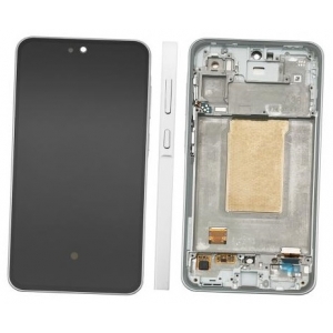 Ekranas Samsung A366 A36 5G su lietimui jautriu stikliuku ir rėmeliu Awesome White originalus (assembled service pack)