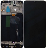 Ekranas Samsung A105 A10 Dual SIM su lietimui jautriu stikliuku ir rėmeliu Black originalus (service pack)