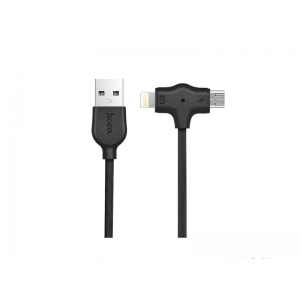 USB kabelis HOCO X10 Starfish 
lightning+micro
 Fast Charging 1m juodas