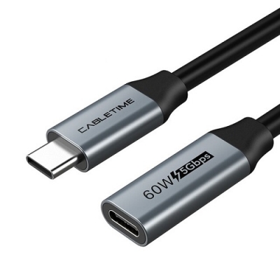 Kabelis ilgintuvas USB 3.0 Type-C (M) - USB Type-C (F), 5Gbps, 60W, 4K/60Hz, 0.5m