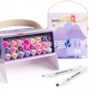 Dvipusiai markeriai - flomasteriai ARRTX Alp, 24 spalvų, violetinio tono