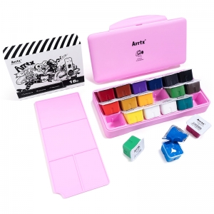 Profesionalus guašas ARRTX, 18x30 ml spalvų, rožinė dėžutė