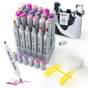 Dvipusiai markeriai - flomasteriai ARRTX Oros, 24 spalvų, violetinio atspalvio