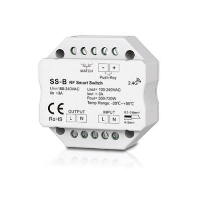 SS-B vieno kanalo 230V valdiklis be pritemdymo funkcijos + Push Key SS-B vieno kanalo 230V valdiklis be pritemdymo funkcijos + Push Key