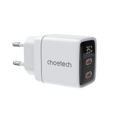 Kroviklis CHOETECH GaN 2xUSB Type-C: 35W, PD Kroviklis CHOETECH GaN 2xUSB Type-C: 35W, PD